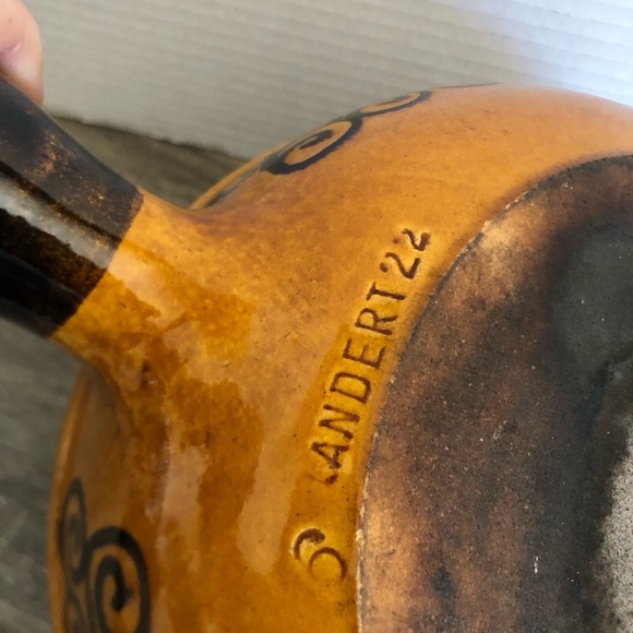 Vtg Landert Stoneware Fondue Pot - Picture 7 of 10